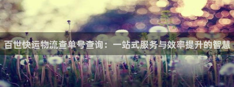 超凡国际APP是干什么的:百世快运物